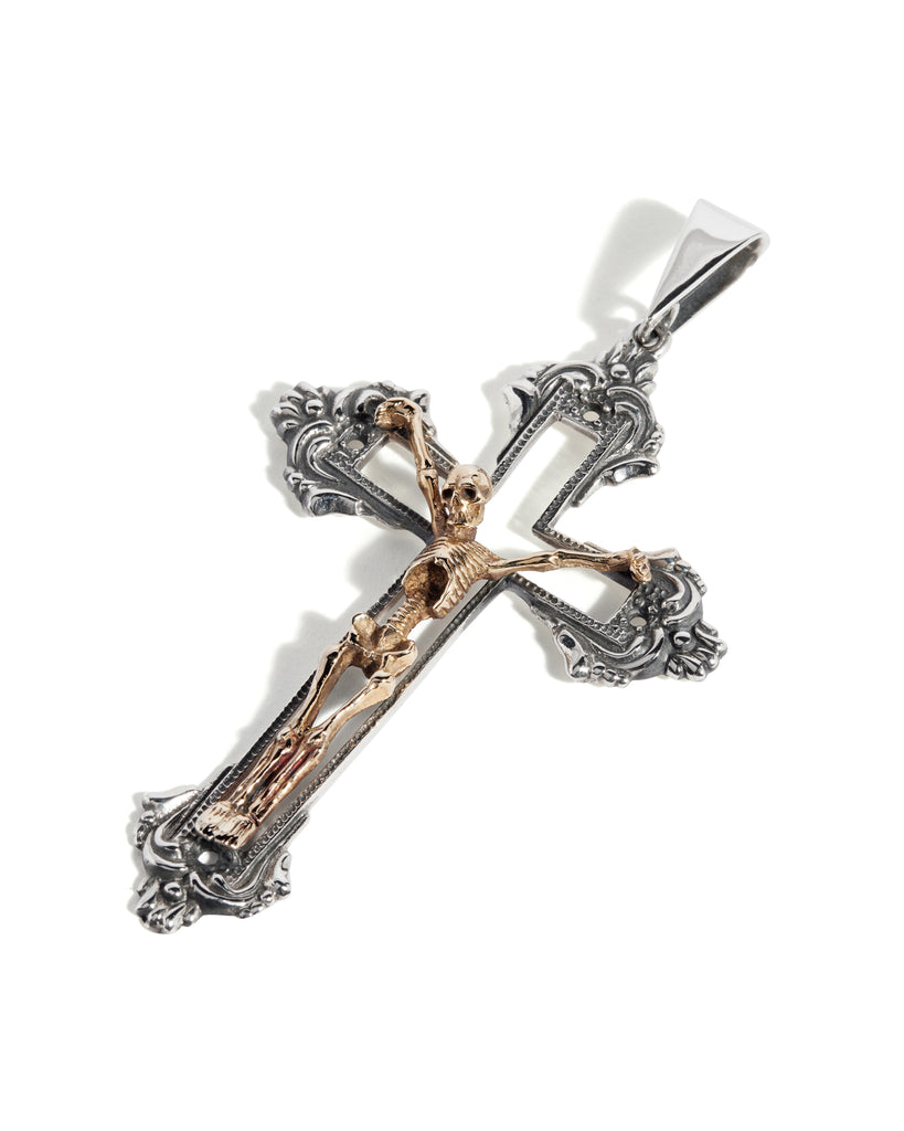 Skeleton on Cross Pendant