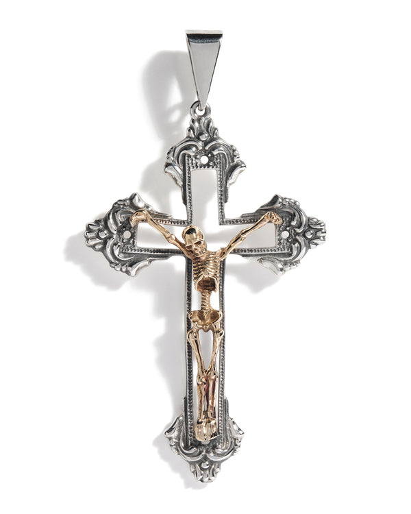 Skeleton on Cross Pendant