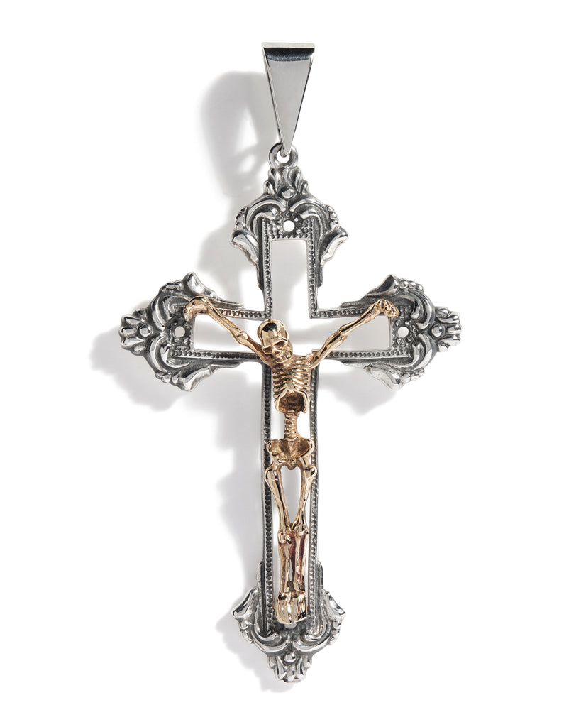 Skeleton on Cross Pendant
