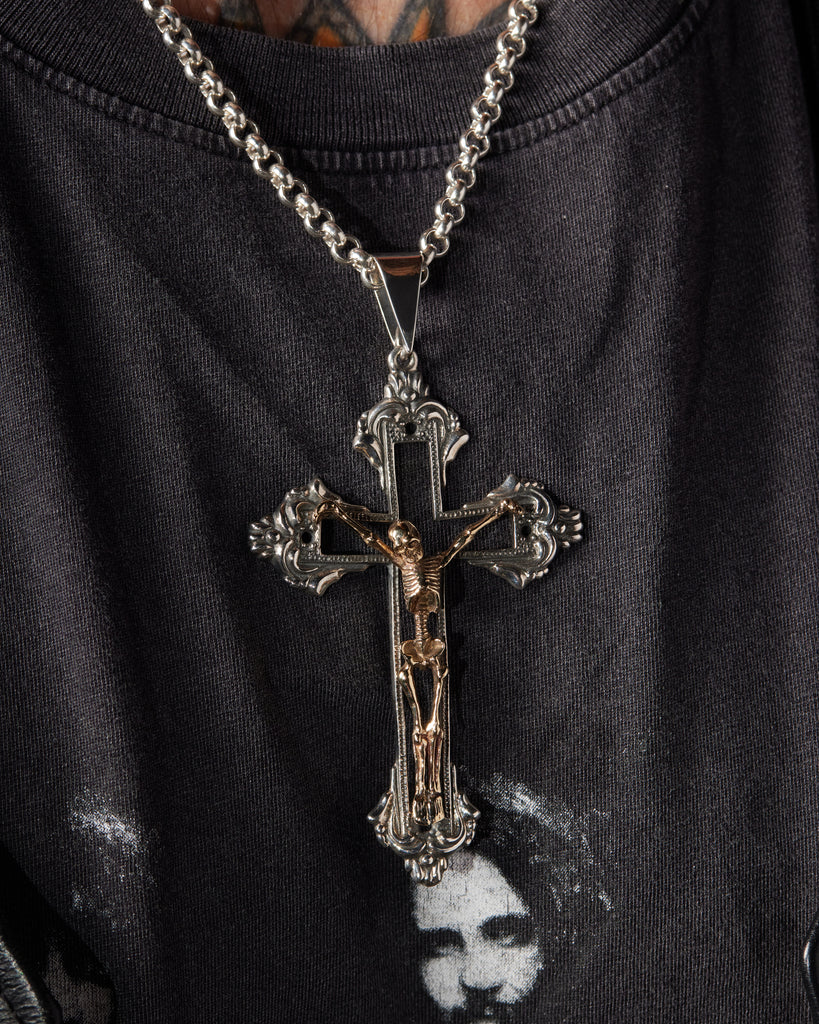 Skeleton on Cross Pendant