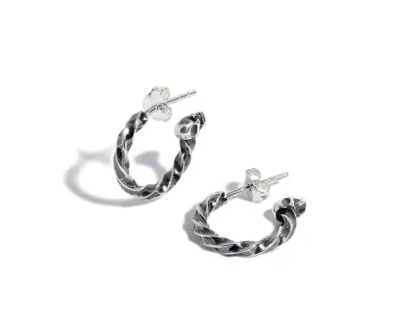 Twisted Silver Skull Hoop (Single)