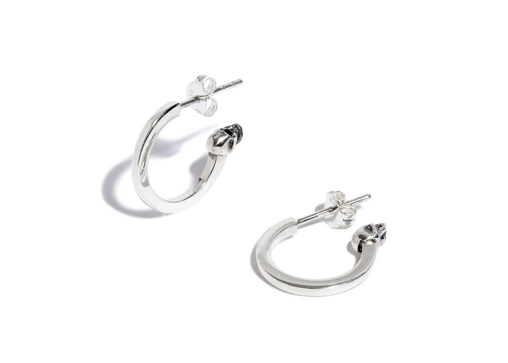 Flat Silver Skull Hoop (Single)
