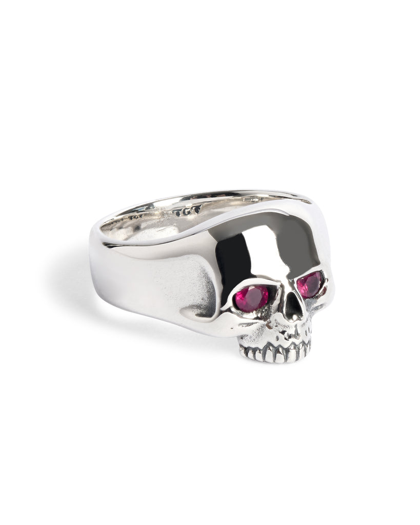 Smallest Evil Skull Ring with Ruby Eyes