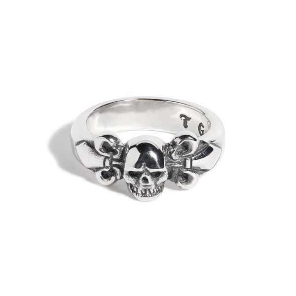 Skull with Fleur De Lis Ring