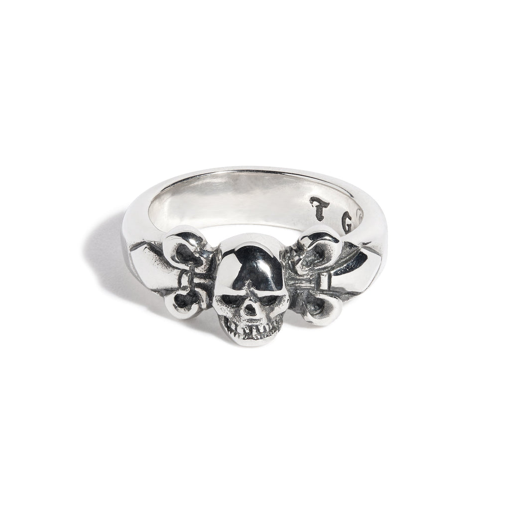 Skull with Fleur De Lis Ring