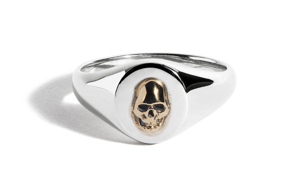Small Silver Signet with 18ct Gold Skull