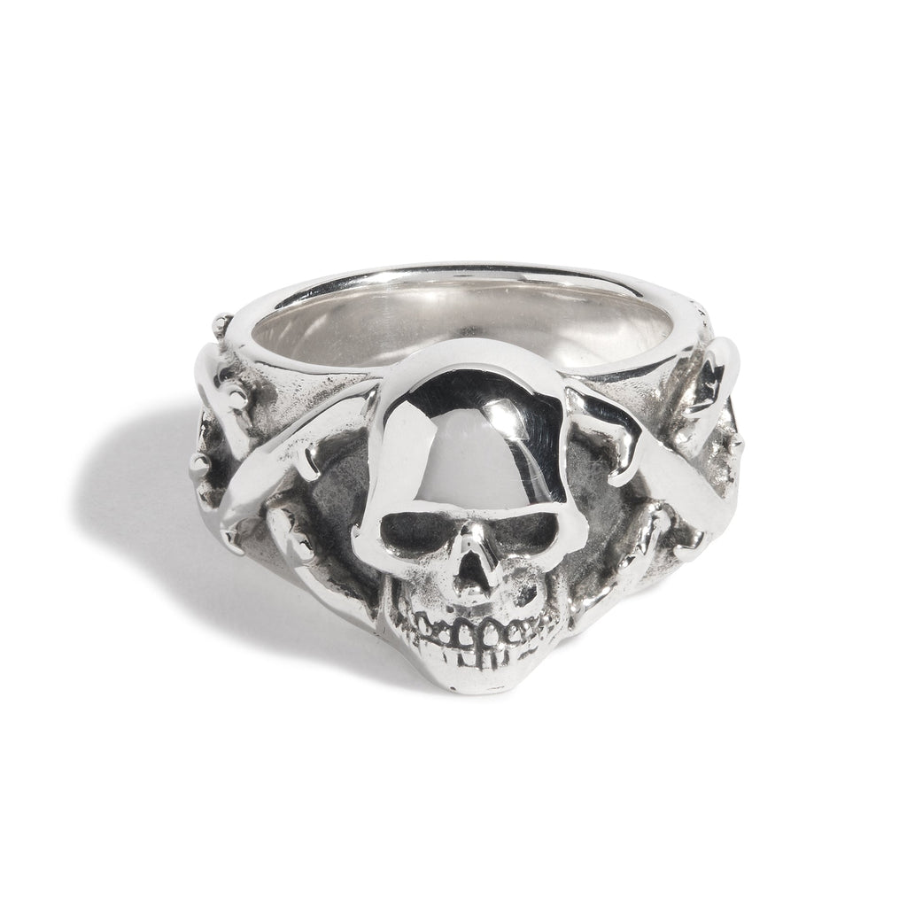Small Skull and Thorns Ring