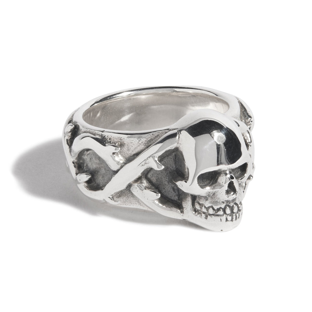 Small Skull and Thorns Ring