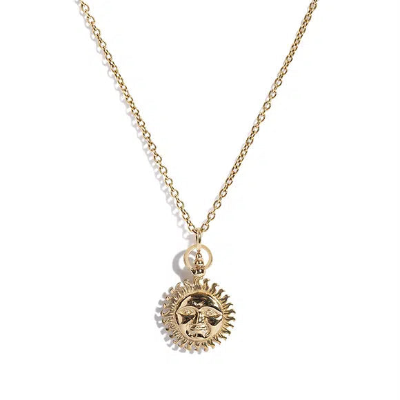 Solid 9ct Gold Sun and Moon Pendant