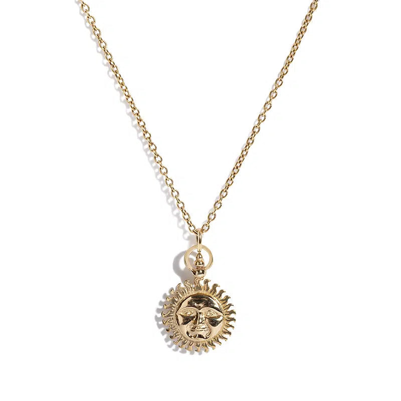 Solid 9ct Gold Sun, Moon and Stars Pendant with Diamonds