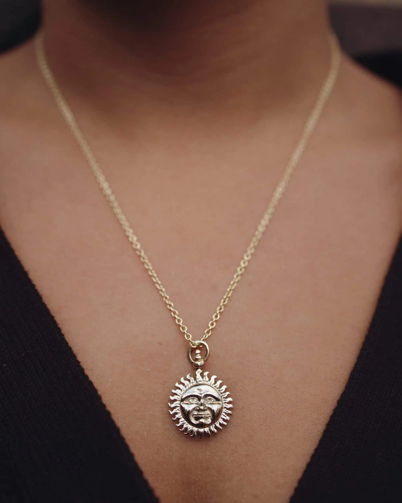 Solid 9ct Gold Sun and Moon Pendant