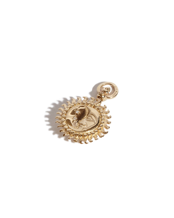Solid 9ct Gold Sun, Moon and Stars Pendant with Diamonds