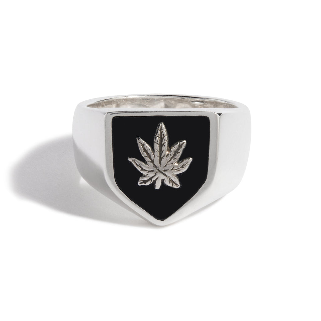 Sweet Leaf Shield Ring (Sterling Silver Leaf)