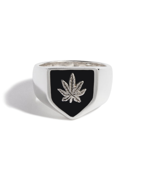Sweet Leaf Shield Ring (Sterling Silver Leaf)