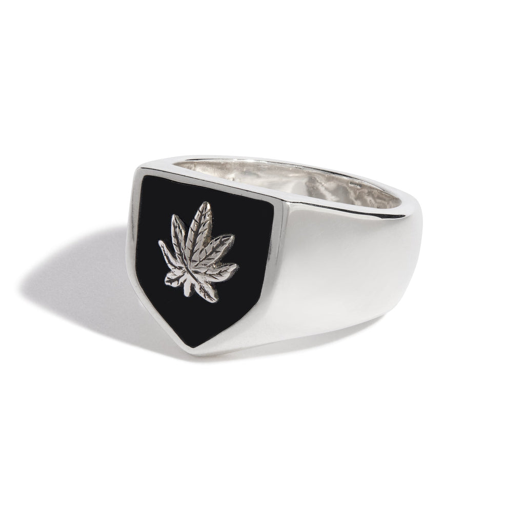 Sweet Leaf Shield Ring (Sterling Silver Leaf)
