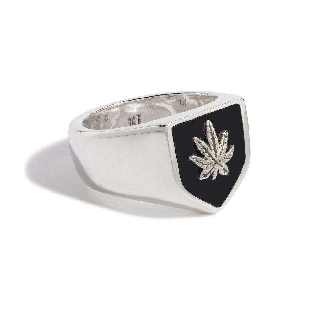 Sweet Leaf Shield Ring (Sterling Silver Leaf)