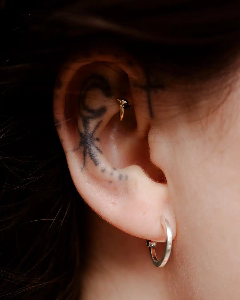 Flat Silver Skull Hoop (Single)