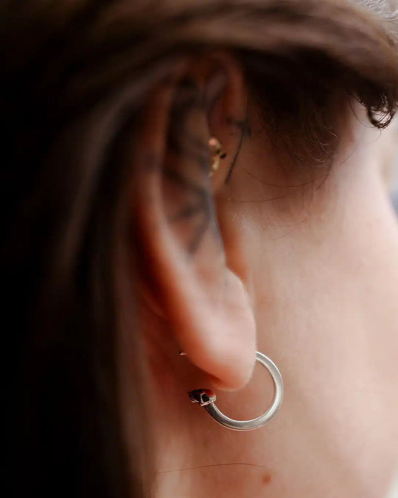 Flat Silver Skull Hoop (Single)