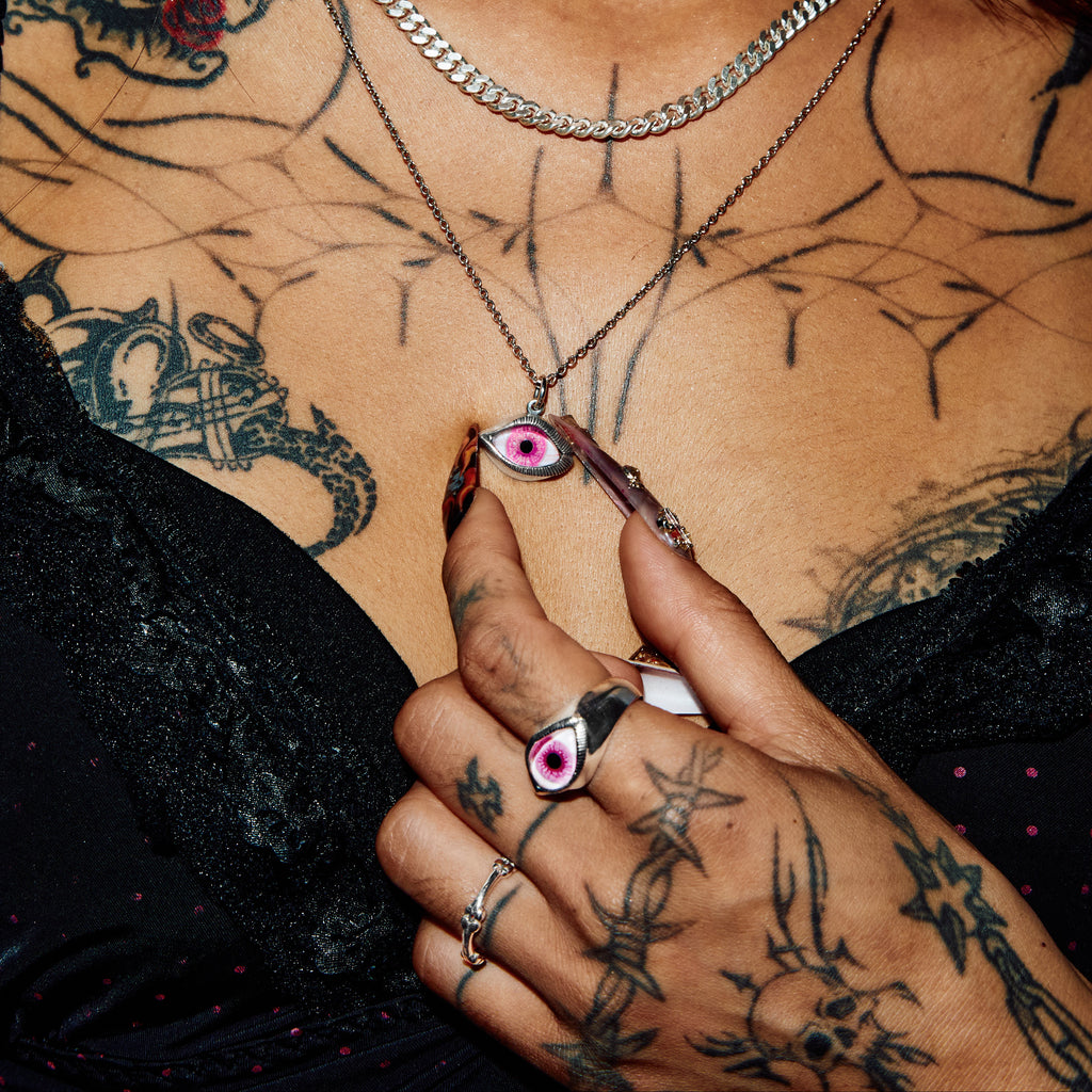 Small Pink Eye Pendant