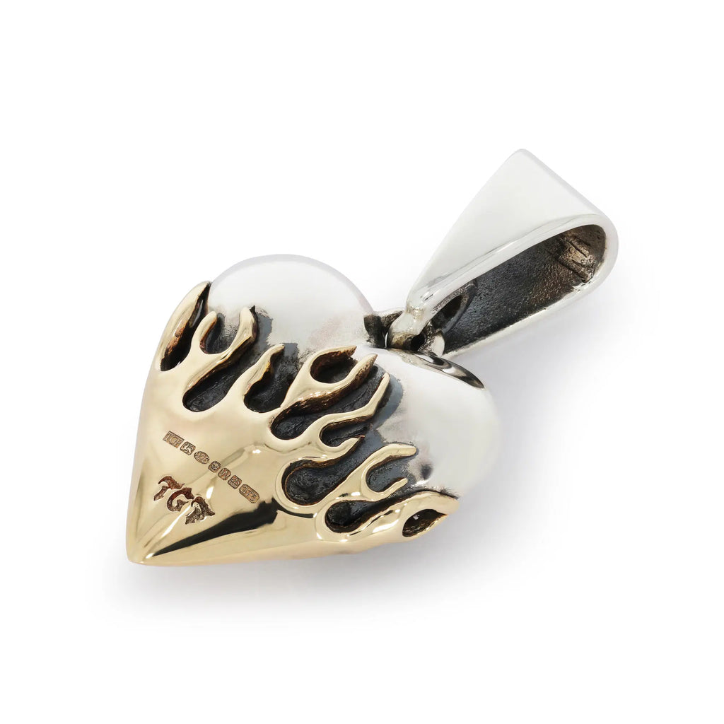 Flaming Heart Pendant with 9ct Gold