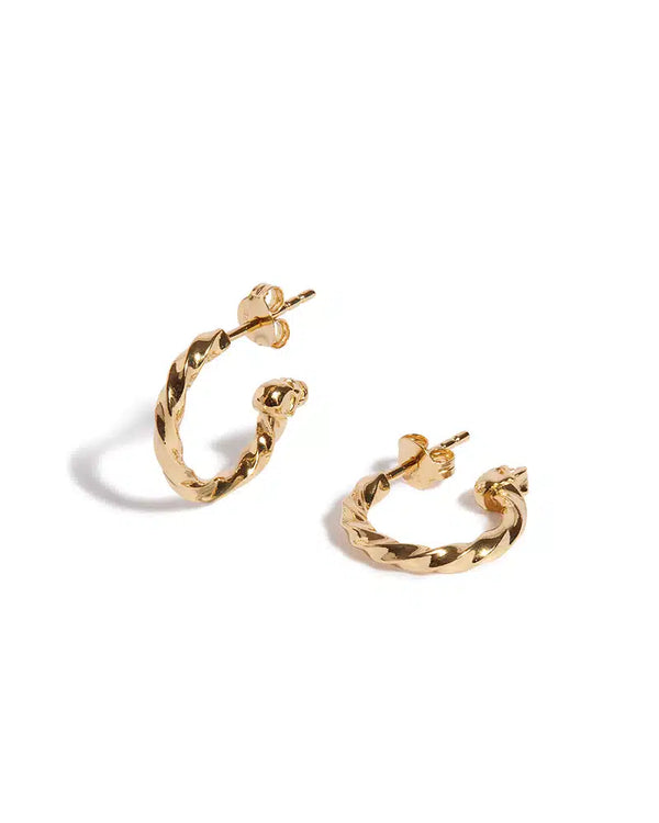 18ct Gold Plated Twisted Skull Hoop