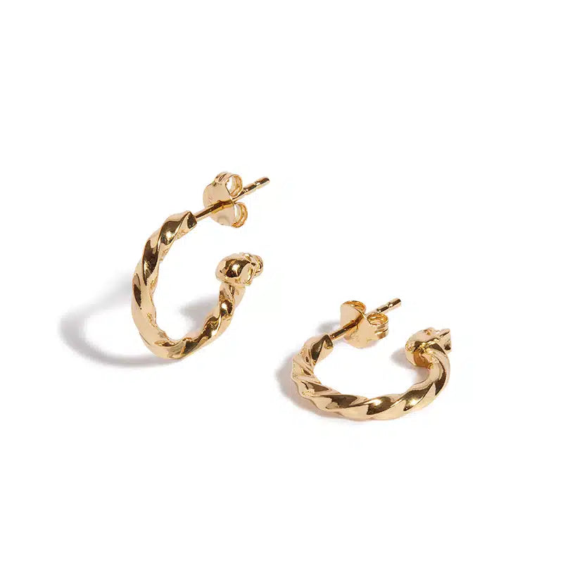 18ct Gold Plated Twisted Skull Hoop