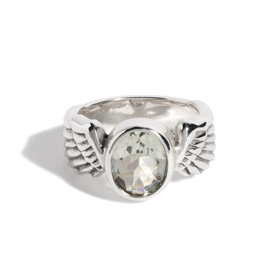 Green Amethyst Winged Gem Ring