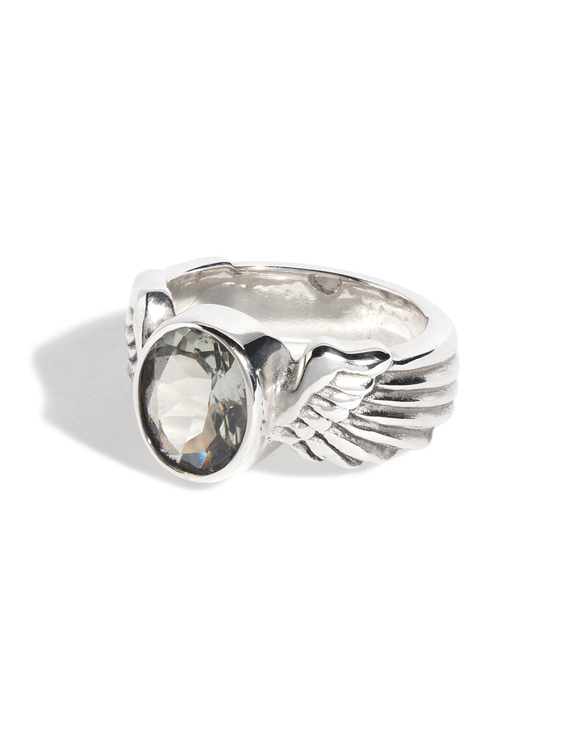 Green Amethyst Winged Gem Ring