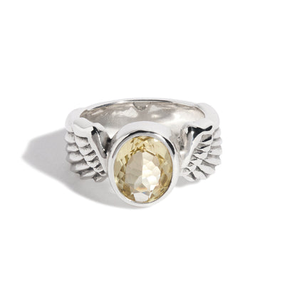 Lemon Quartz Winged Gem Ring