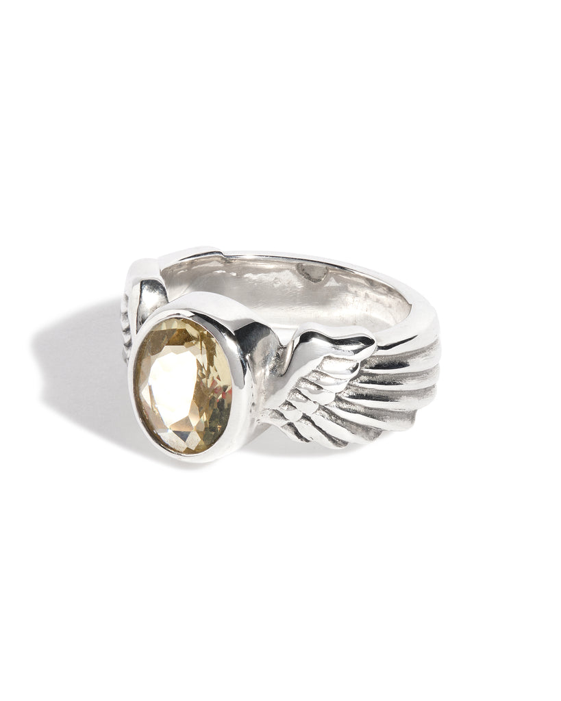 Lemon Quartz Winged Gem Ring
