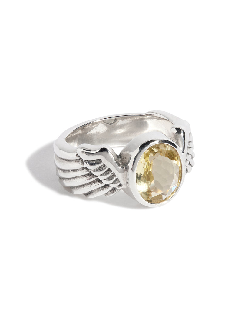 Lemon Quartz Winged Gem Ring