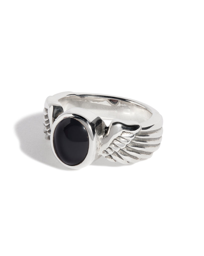 Onyx Winged Gem Ring