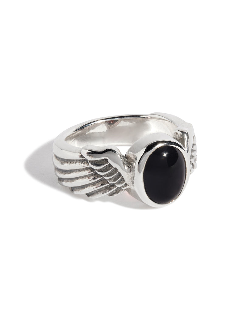 Onyx Winged Gem Ring