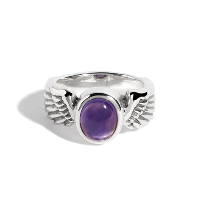 Purple Amethyst (Cabochon) Winged Gem Ring