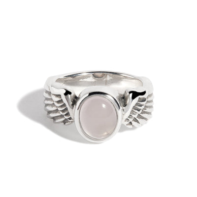 Rose Quartz (Cabochon) Winged Gem Ring