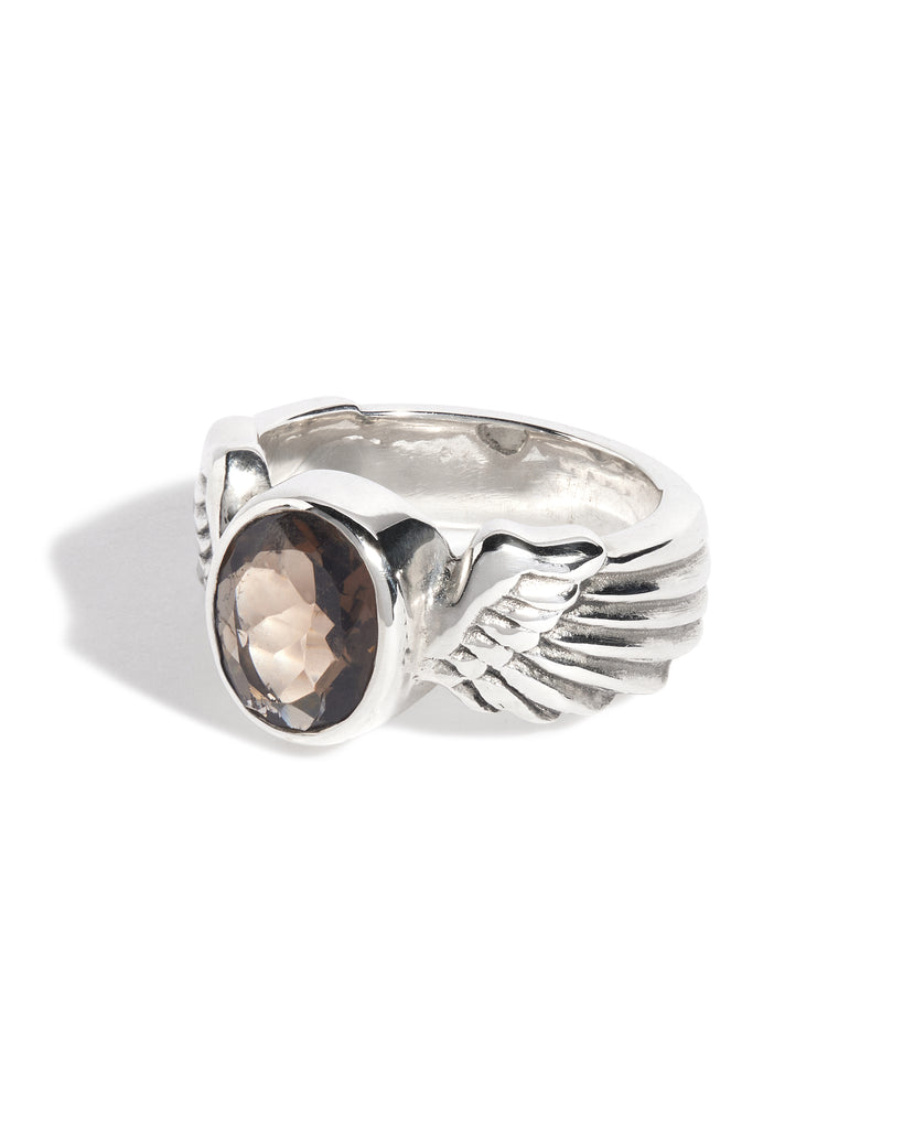 Smokey Quartz Winged Gem Ring