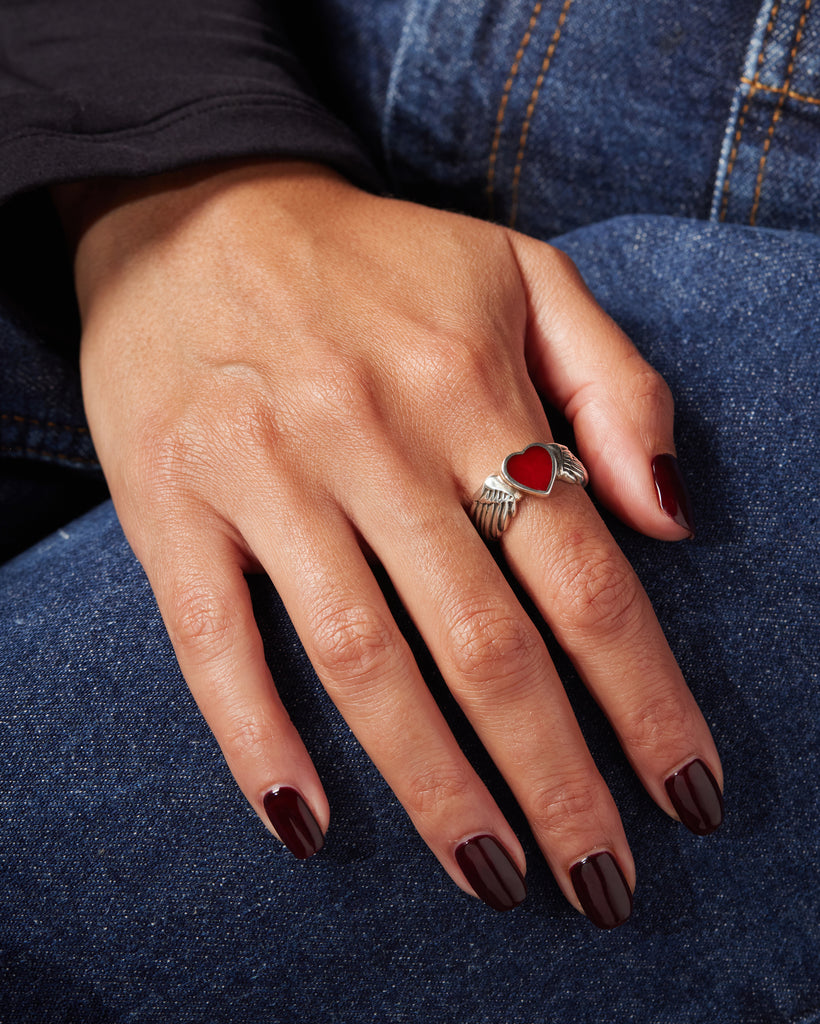 Winged Heart with Enamel Ring