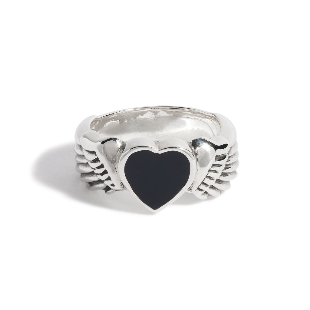 Winged Heart with Enamel Ring