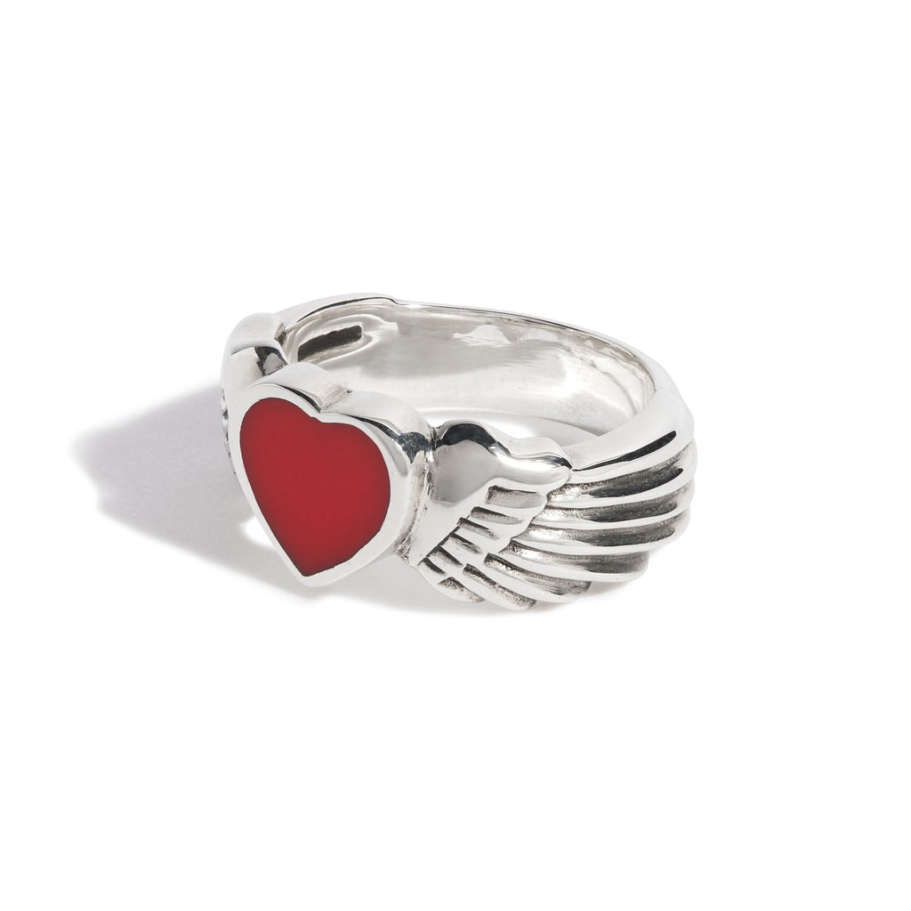 Winged Heart with Enamel Ring