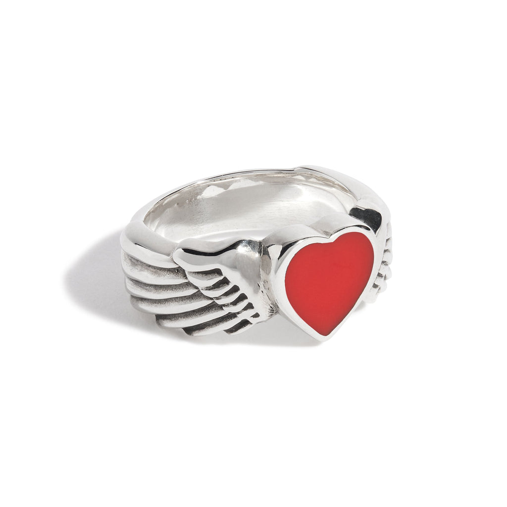 Winged Heart with Enamel Ring