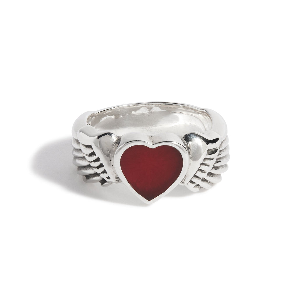 Winged Heart with Enamel Ring
