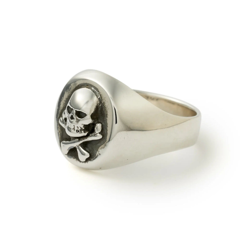 All Silver Skull & Crossbones Signet
