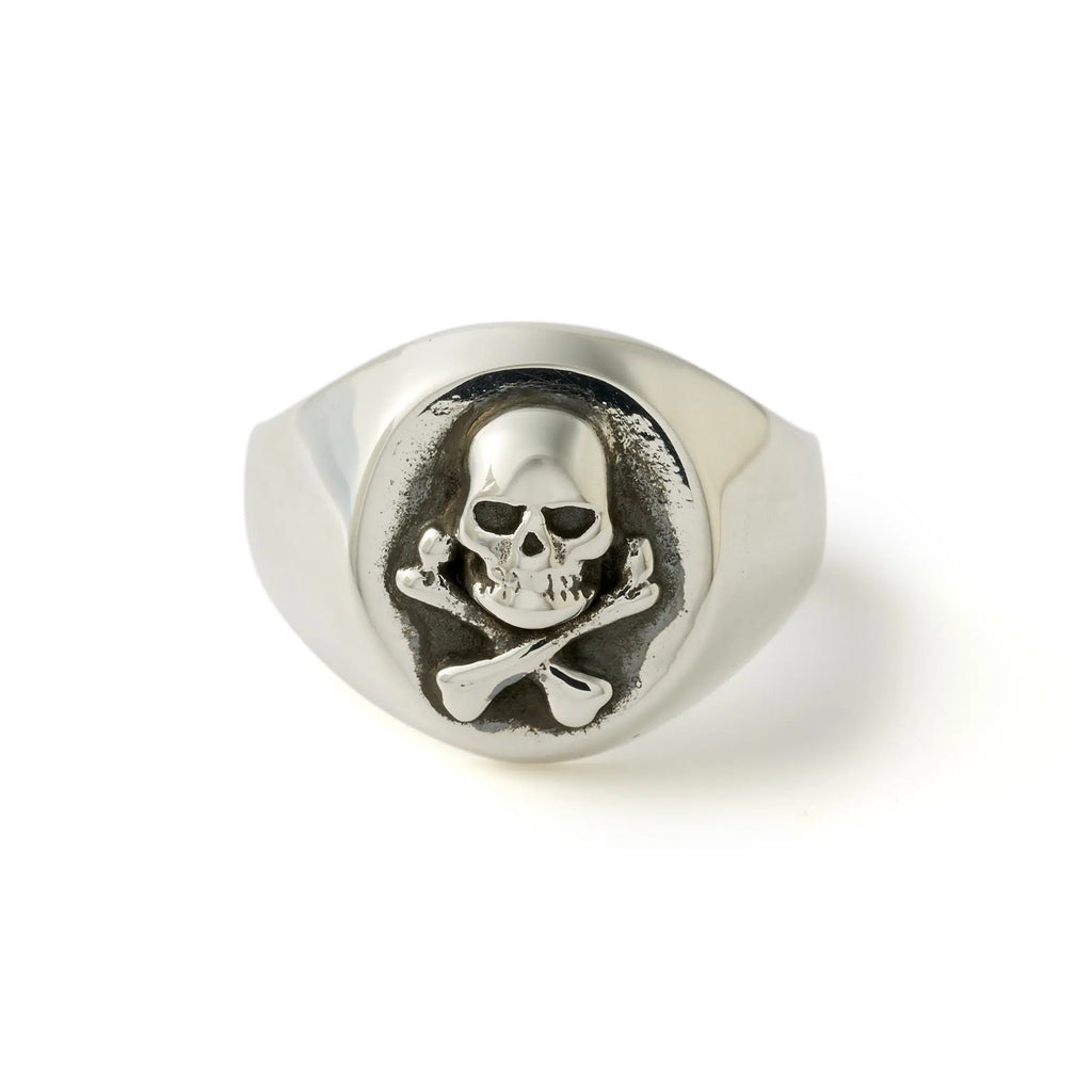 All Silver Skull & Crossbones Signet