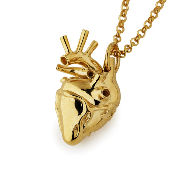Large Gold Plated Anatomical Heart Necklace