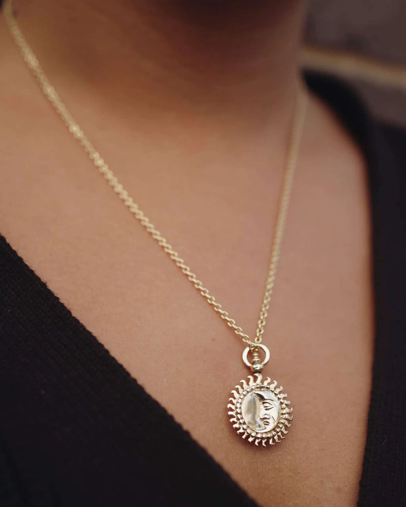Solid 9ct Gold Sun and Moon Pendant