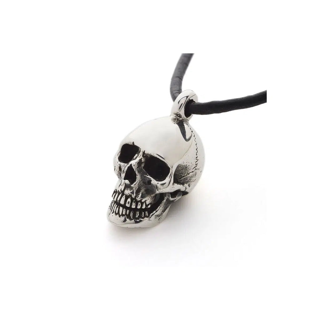 Small Anatomical Skull Pendant with Leather