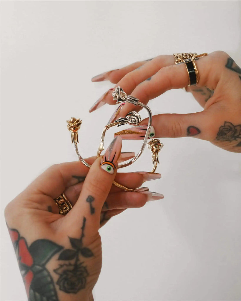Sammi 'The Rose Amongst Thorns' Gold Bracelet with Mixed Metals